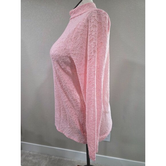 Pink Lace Long Sleeve Mock Neck Top Womens Size 2 Torrid New - Picture 2 of 5